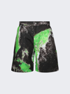 44 Label Group Corrosive Carpenter Bermuda Shorts In Black And Grunge Green