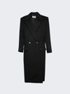 Saint Laurent Double-breasted Peak-lapel Wool Coat In Black
