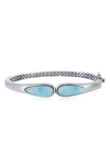 Simona Sterling Silver Pear-cut Larimar Bangle Bracelet In Blue