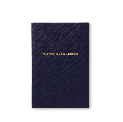Smythson Telephone And Address Chelsea Book In Panama In Blue