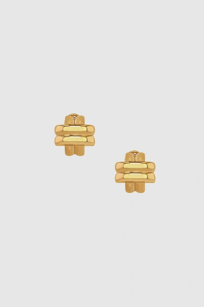 Anine Bing Double Cross Earrings In Gold In 14k Gold