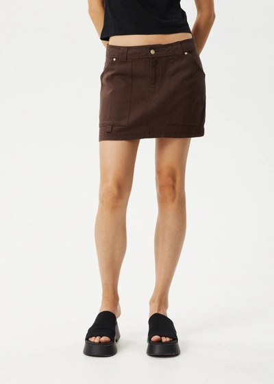 Afends Carpenter Mini Skirt In Brown
