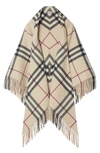 BURBERRY BURBERRY BANDANA CHECK FRINGE WOOL CAPE