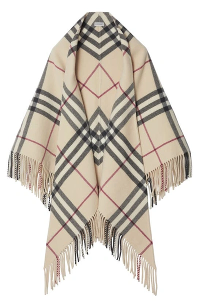 Burberry Vintage-check Wool Cape In Stone