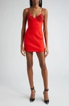 Area Crystal-embellished Wool-blend Mini Dress In Scarlet
