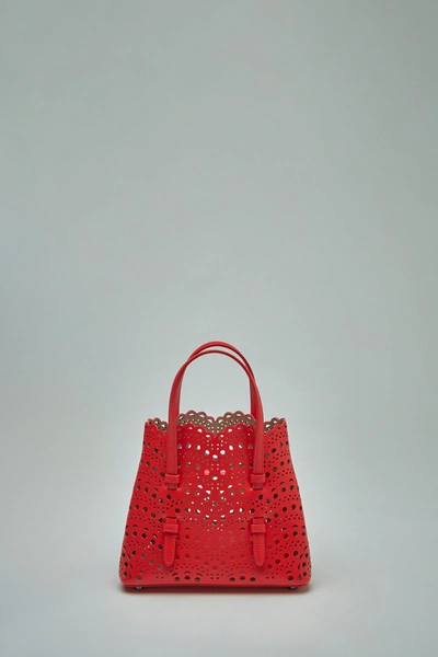 Alaïa Mina 20 Vienne Laser-cut Top-handle Bag In Rouge