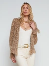 L Agence Azure Fuzzy Cardigan Blazer In Tan Multi
