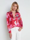 L Agence Multi Tie-dye Swirl Tyler Button-front Silk Blouse In Pink Multi Tie Dye Swirl