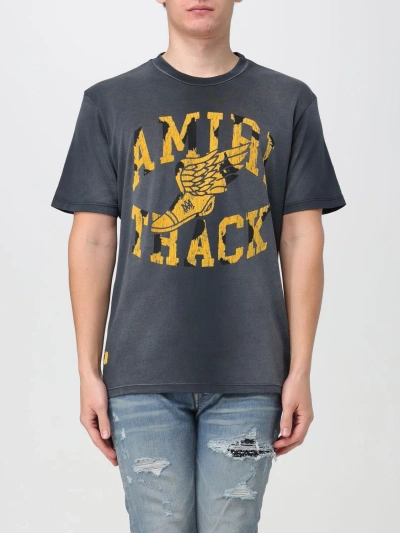 Amiri Track Logo-flocked Cotton-jersey T-shirt In Black