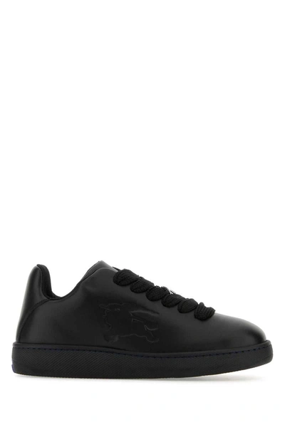 Burberry Ekd Logo-embossed Leather Sneakers In Black