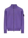 Stone Island Long-sleeved Zipper Sweater In Lavender