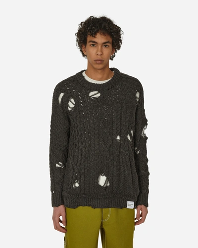 Neighborhood Patchwork Savage Sweater Charcoal In Grey