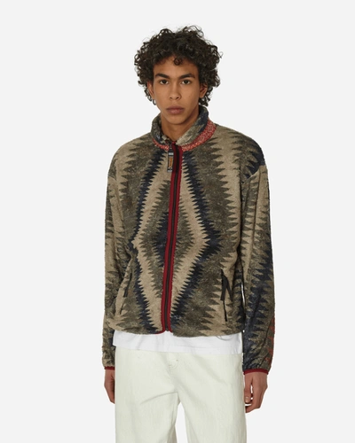 Kapital Jacquard-trimmed Printed Fleece Jacket In Grey