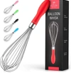 Zulay Kitchen Balloon Stainless Steel Whisk With Soft Silicone Handle (12 Inch) In Red