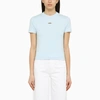 Jacquemus Versatile Ribbed Collar Crew Neck Short Sleeve Top In Light Blue
