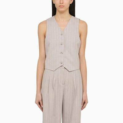 The Andamane Pinstriped Tailored Vest In Grey