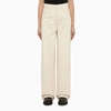 MAX MARA IVORY COTTON WIDE TROUSERS
