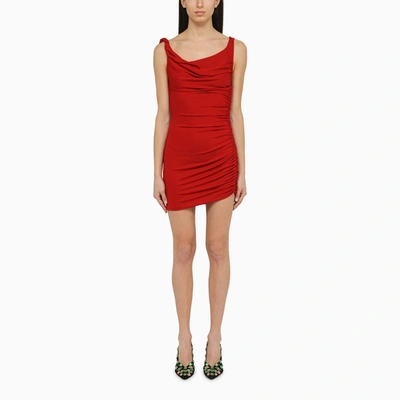 The Andamane Red Draped Mini Dress