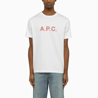Apc A.p.c. Logoed White/red Crewneck T-shirt