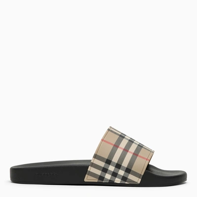 BURBERRY BURBERRY | BEIGE SLIPPER WITH CHECK MOTIF