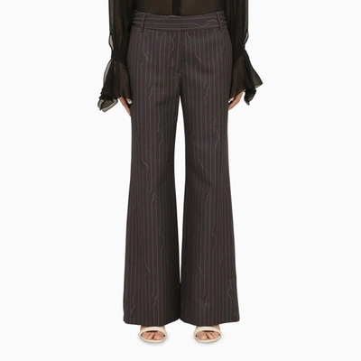 Off-white Grey Pinstripe Wool-blend Palazzo Trousers In Gray