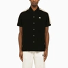 PALM ANGELS BLACK SHORT-SLEEVED POLO SHIRT WITH MONOGRAM