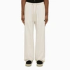 PALM ANGELS OFF-WHITE JOGGING TROUSERS WITH MONOGRAM