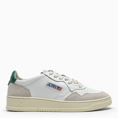 Autry Medalist Sneakers In White/green Leather And Suede