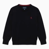 POLO RALPH LAUREN NAVY BLUE COTTON CREW-NECK SWEATER