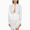 Jacquemus Womens La Robe Bahia Plunge-neck Woven Mini Dress White In White