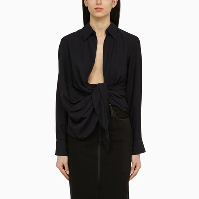 JACQUEMUS JACQUEMUS | BLUE NAVY VISCOSE BAHIA SHIRT