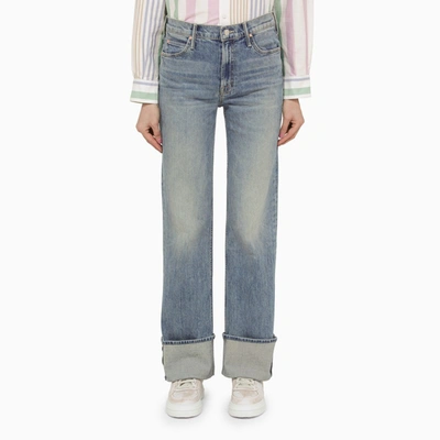 Mother The Duster Skimp Cuff Jeans With Turn-ups In Light Blue