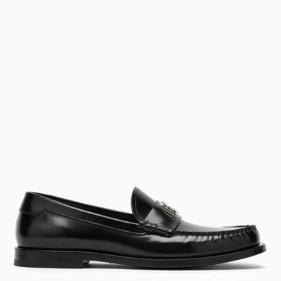 Dolce & Gabbana Black Leather Loafer With Logo