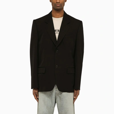 BALENCIAGA BLACK WOOL SINGLE-BREASTED JACKET