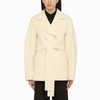SPORTMAX SPORTMAX | SHORT DOUBLE-BREASTED VANILLA WOOL AND CASHMERE COAT