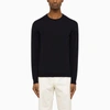 ROBERTO COLLINA NAVY BLUE COTTON CREW-NECK SWEATER