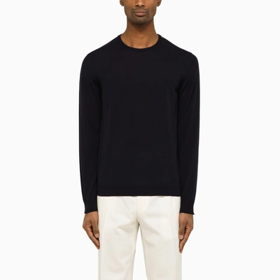 ROBERTO COLLINA ROBERTO COLLINA NAVY BLUE COTTON CREW-NECK SWEATER