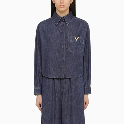 Valentino Blue Denim Shirt With Logo