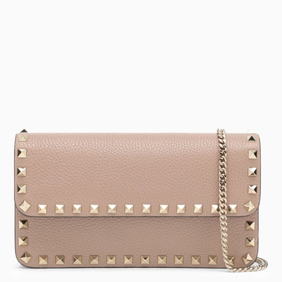 Valentino Garavani Garnet Calfskin Rockstud Chain Wallet In Multicolor