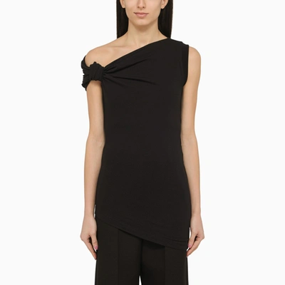 Alexander Mcqueen Asymmetric Black Viscose Tank Top