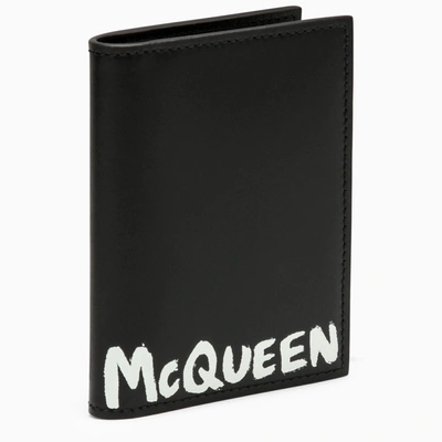 Alexander Mcqueen Black Leather Card Holder With Logo
