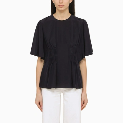 Chloé Blue Silk Top With Draping