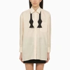 MAX MARA MAX MARA IVORY COTTON OVERSIZE SHIRT WITH BOW TIE