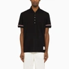 THOM BROWNE SHORT-SLEEVED NAVY POLO SHIRT WITH PATCH