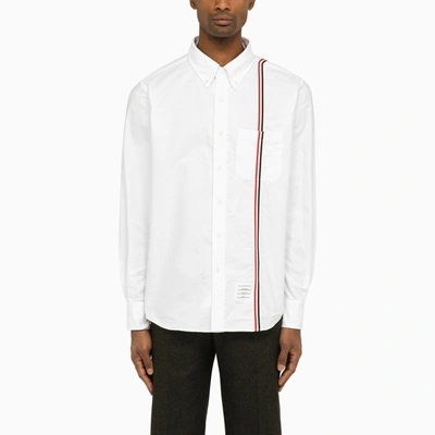 THOM BROWNE THOM BROWNE WHITE POPLIN SHIRT WITH RWB DETAIL