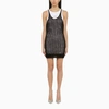 DSQUARED2 BLACK PERFORATED MOHAIR BLEND MINI DRESS