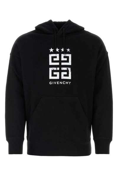 Givenchy Logo Printed Drawstring Hoodie In Black