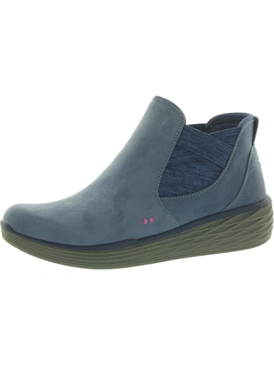 Ryka Noelle Womens Faux Suede Slip On Ankle Boots In Grey