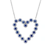 Diana M. 14 Kt White Gold Diamond Sapphire And Diamond Heart Shaped Pendant In White