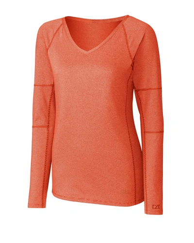 Cutter & Buck Ladies' L/s Victory V Neck Shirt In Orange